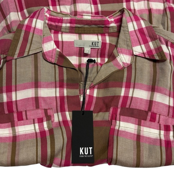 KUT FROM THE KLOTH Hannah Button Down Plaid Shirt | Size Small - Picture 3 of 5